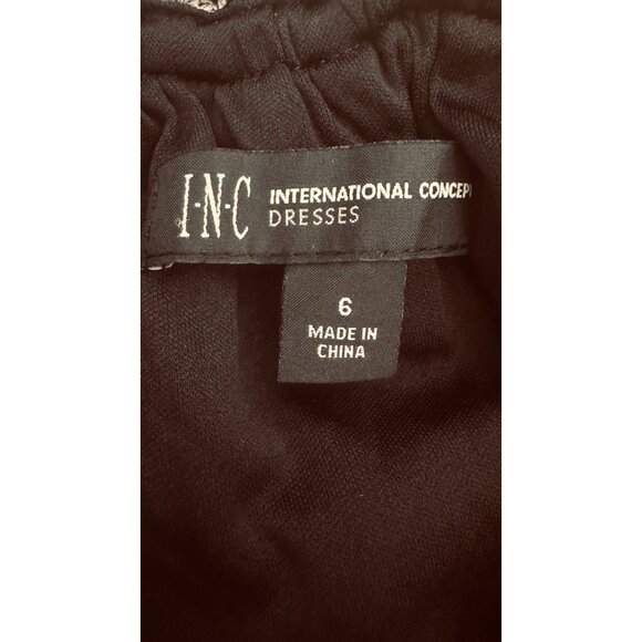 NWT INC Size 6 Vintage Black/White Maxi Sheer Overlay Dress Floral Formal - Picture 4 of 16